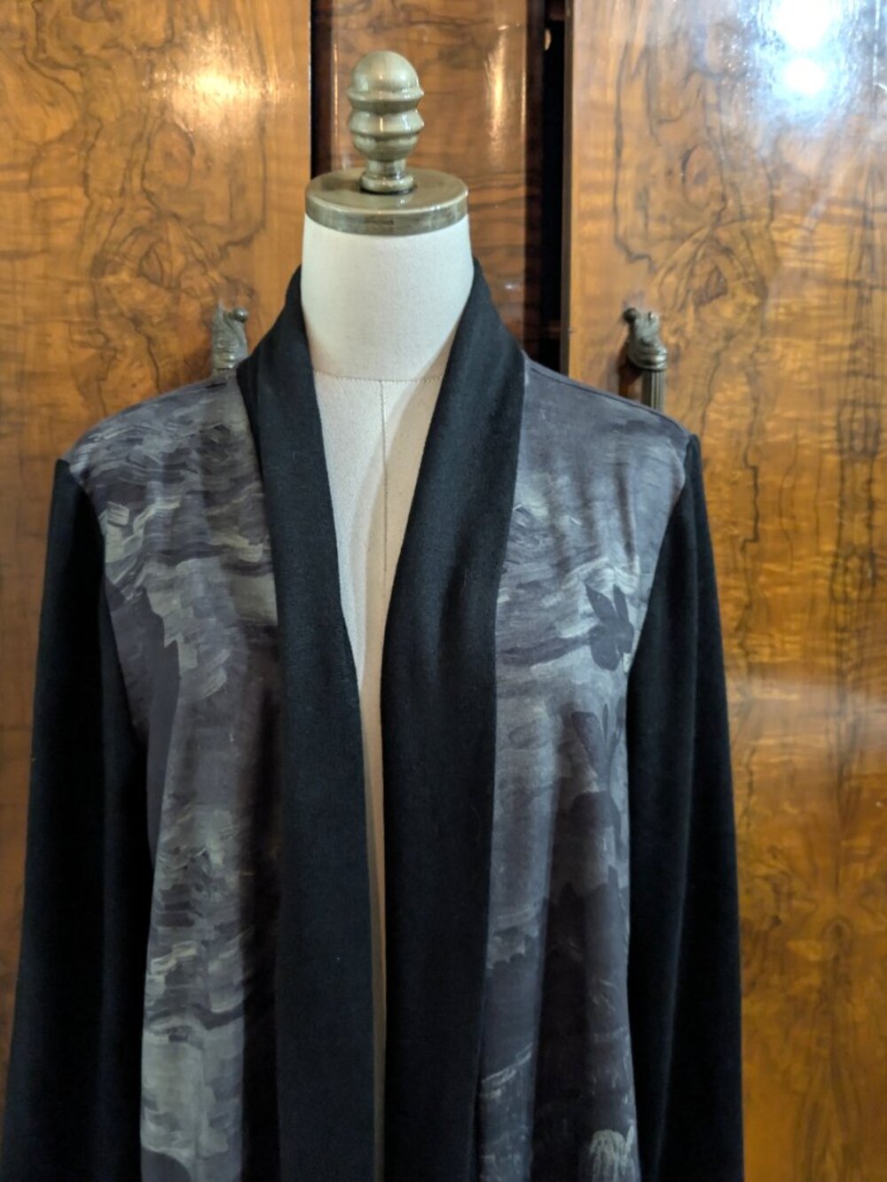 Soft Surroundings Open Front Floral Draped Cardigan Kimono Jacket L Boho - Picture 8 of 9